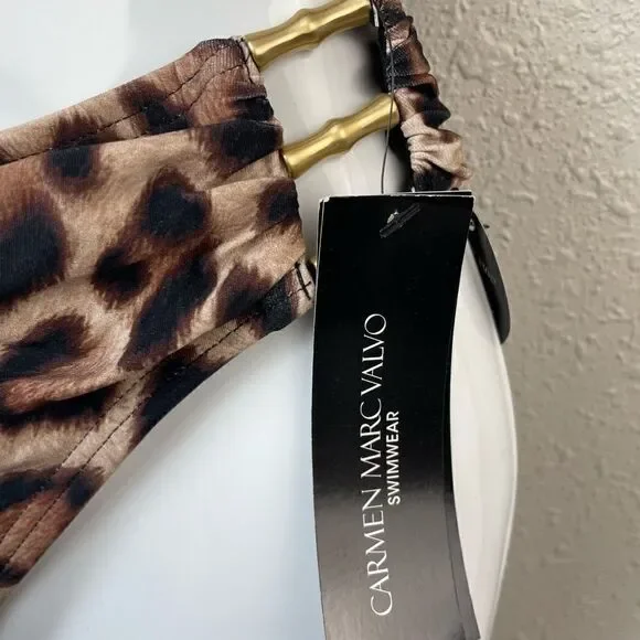 NWT Carmen Marc Valvo Tiger Print Bikini and Matching Bottoms Size XS